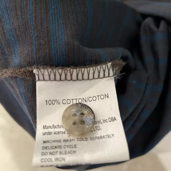 Descente Polo Size XL Blue Brown Short Sleeve  Collared Neckline ButtonDown - Picture 3 of 6